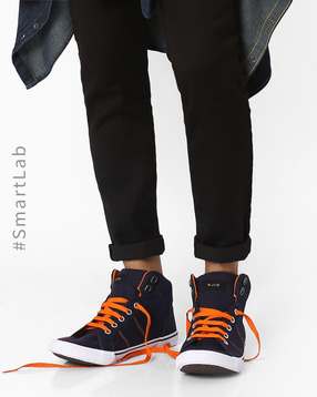 AJIO - Canvas N9-Treated Mid-Top Trainers