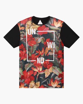 Tropical Print Mesh T-shirt