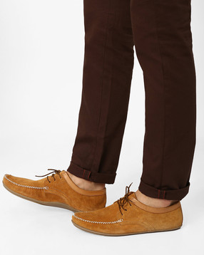 AJIO - N9-Treated Suede Cushioned Lace-Up Shoes