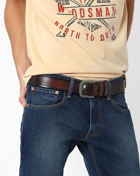 AJIO - Burnished Genuine Leather Belt