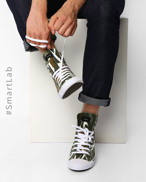 AJIO - Camo Print N9-Treated Canvas Sneakers